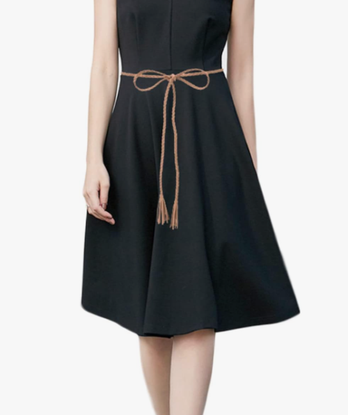 Woven Tassel Skinny Waist Belt for Dresses