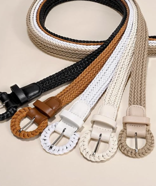 Skinny Straw Braided Waist Strap for Summer Wear