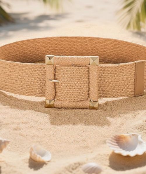 Stretch Straw Woven Belt for Summer Dresses