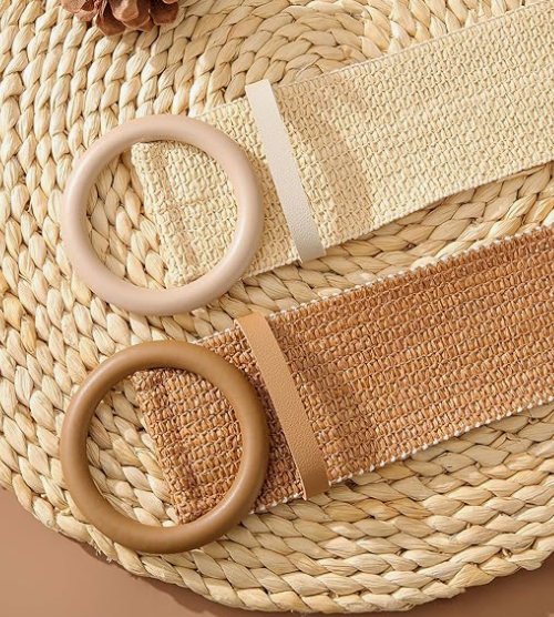 Wide Adjustable Straw Woven Belt for Dresses and Cover Ups