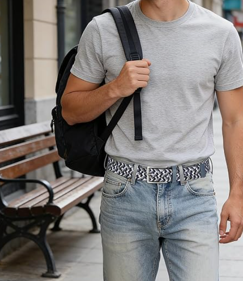 Elastic Braided Rope Belt for Casual Wear