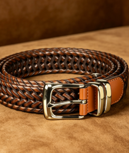 Braided Leather Belt for Men's Casual Wear