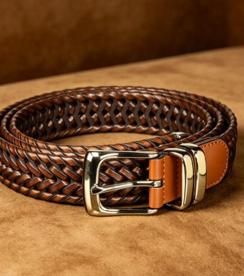 Braided Leather Belt for Men's Casual Wear