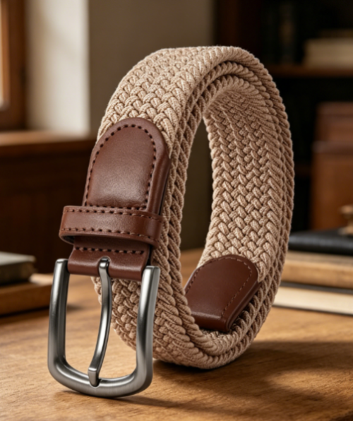 Reversible Stretch Fabric Braided Belt