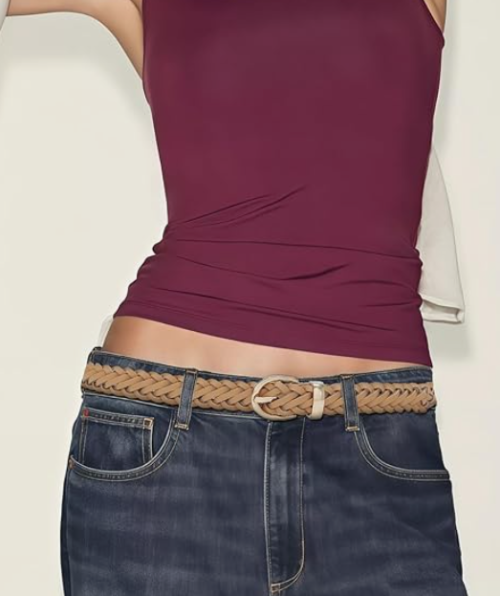 Thin Braided Waist Belt for Jeans and Dresses
